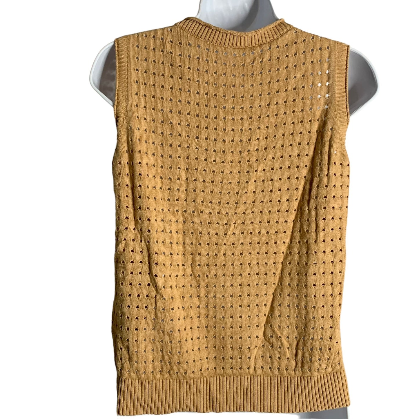 Sleeveless Loose Knit Tank Top M Khaki Tan Quarter Zip Pullover Viscose