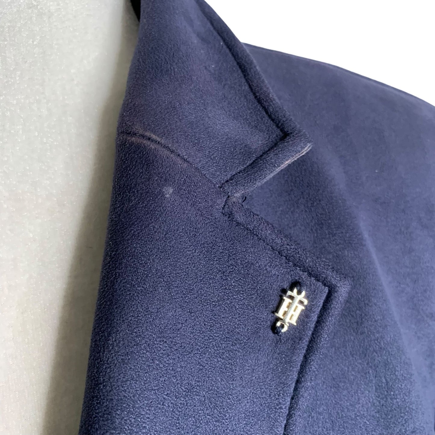 Tommy Hilfiger Faux Suede Blazer Jacket M Blue Lined Pockets Buttons Notch