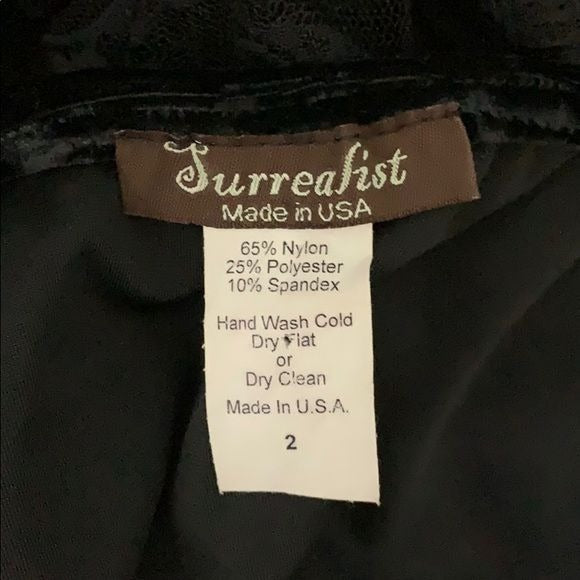 Vintage Y2K Surrealist Crushed Velvet Vest S Black Lace Cardigan Goth Festival