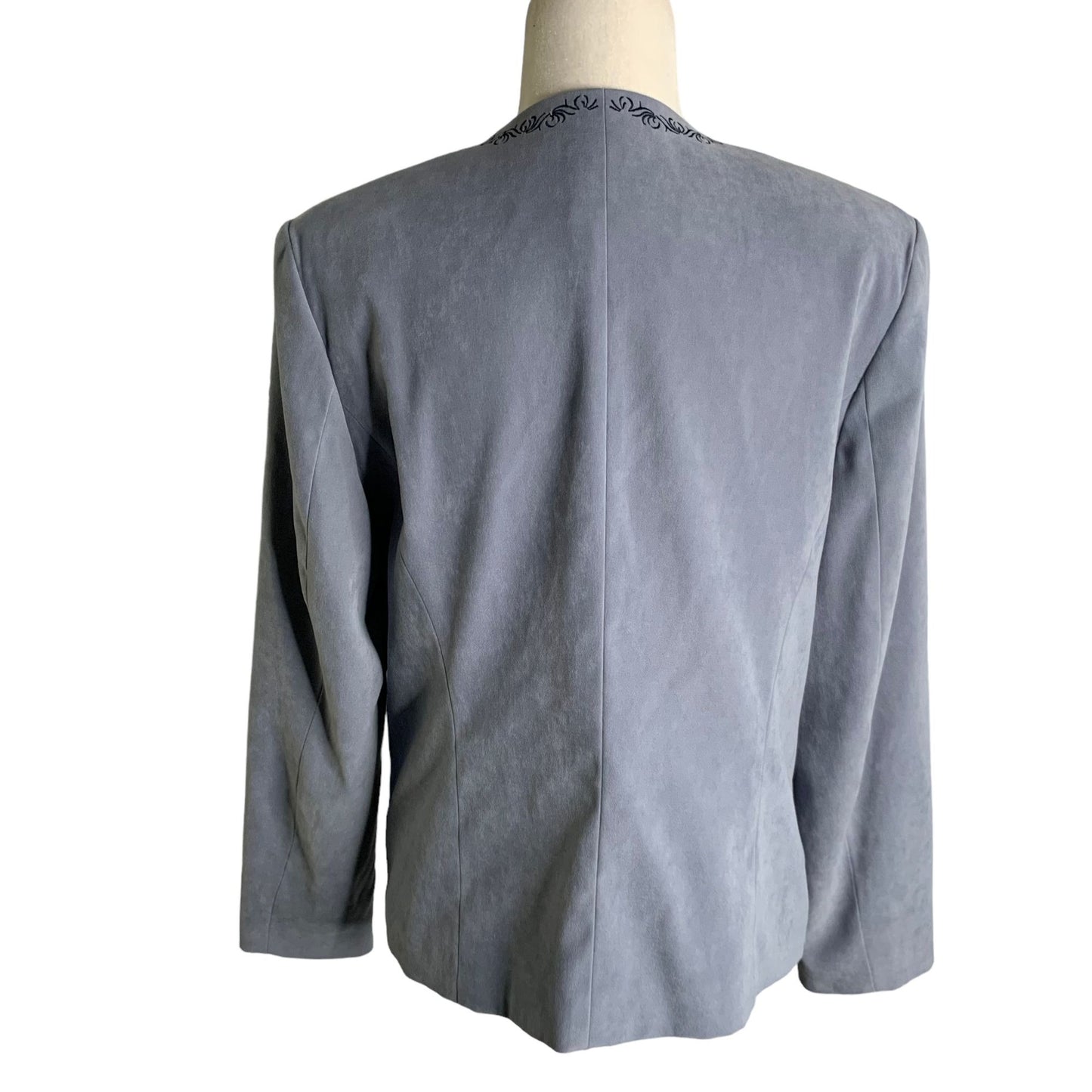 Vintage Norton McNaughton Embroidered Jacket 8 Blue Grey Full Zip Front Lined