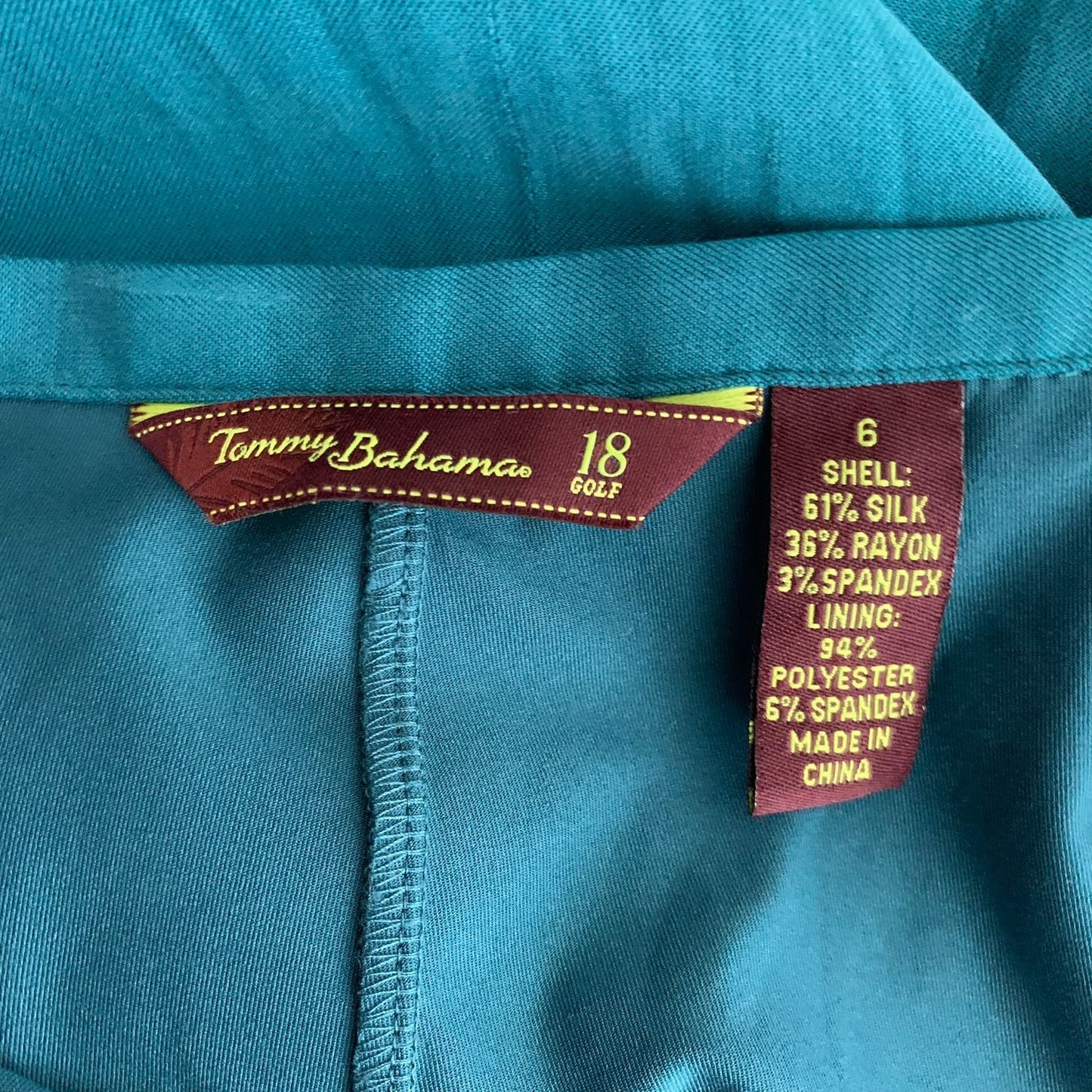 Tommy Bahama 18 Golf Silk Skort 6 Green Pleated Side Zip Shorts Tennis Skirt