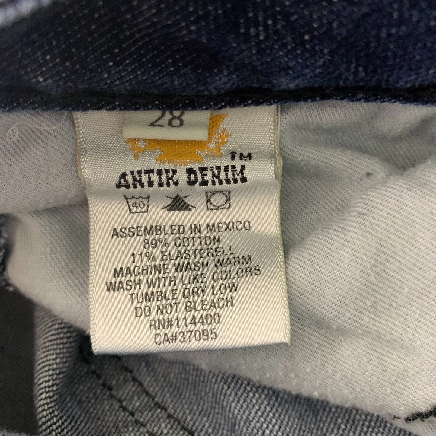 Vintage Antik Denim Low Rise Jeans 28 Med Wash Embroidered Pockets Straight Leg