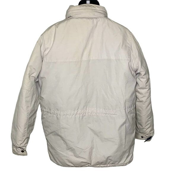 Vintage 80s Outergear Reversible Puffer Jacket L Blue White Hood Zip Pockets