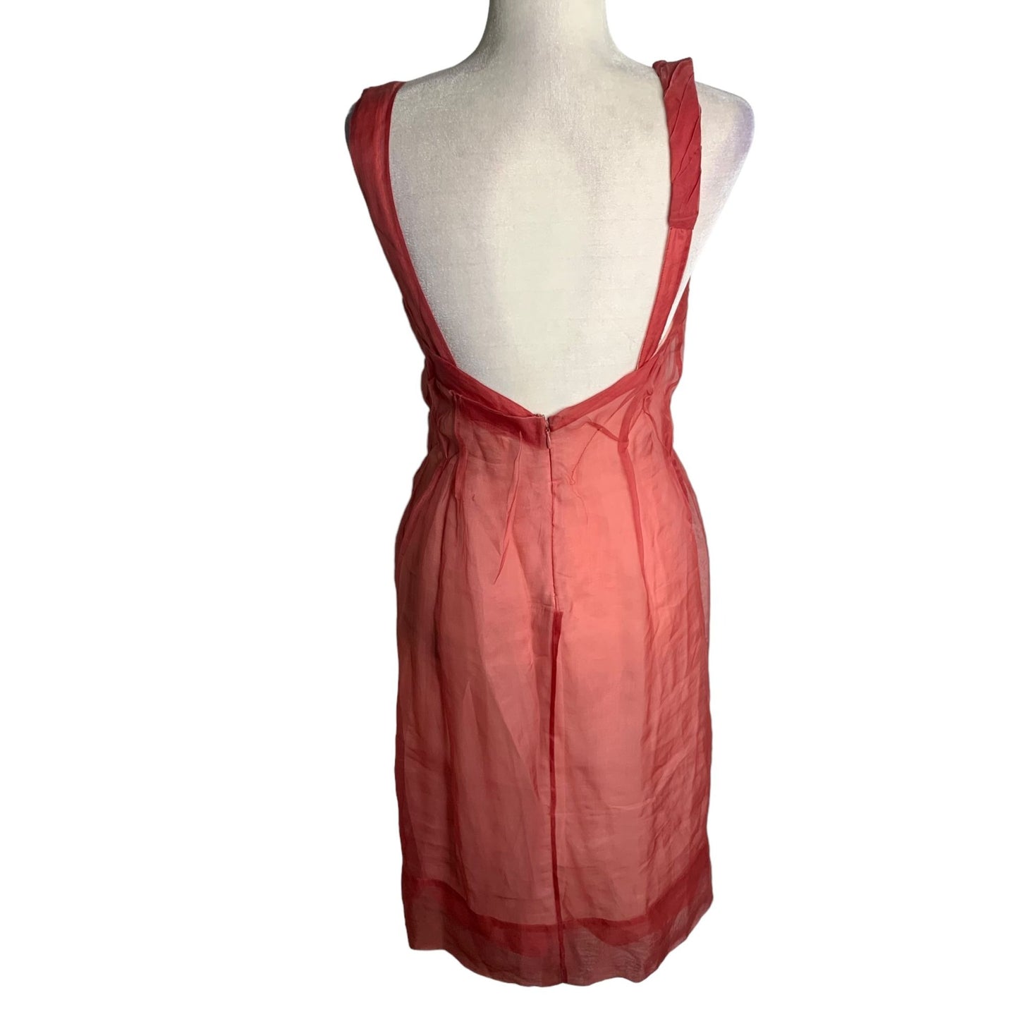 BCBGMAXAZRIA Runway Silk Mini Dress 6 Red Sleeveless Backless Lined Zipper
