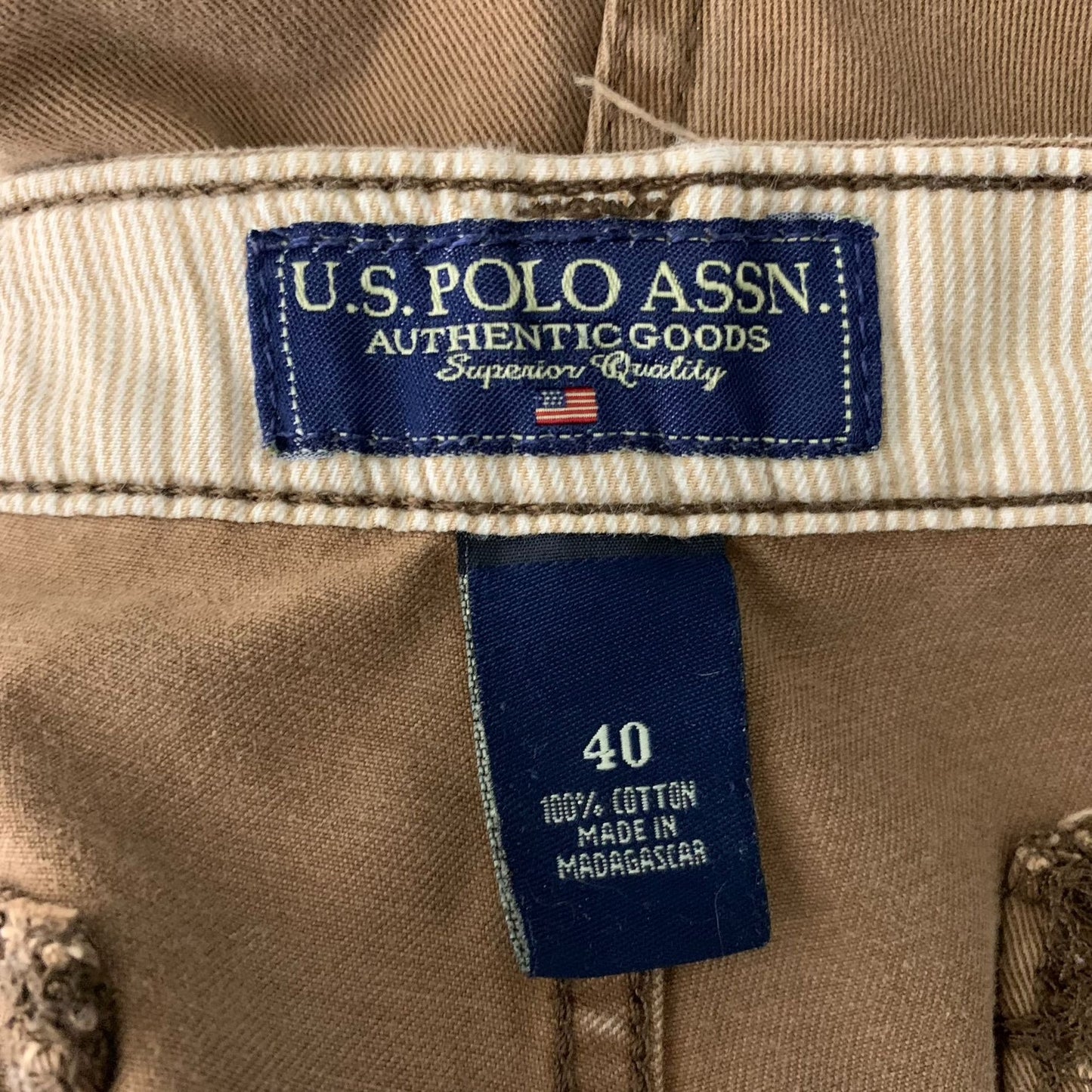 Vintage Y2K US Polo Cargo Shorts 40 Brown Pockets Belt Loops Button Zip Waist