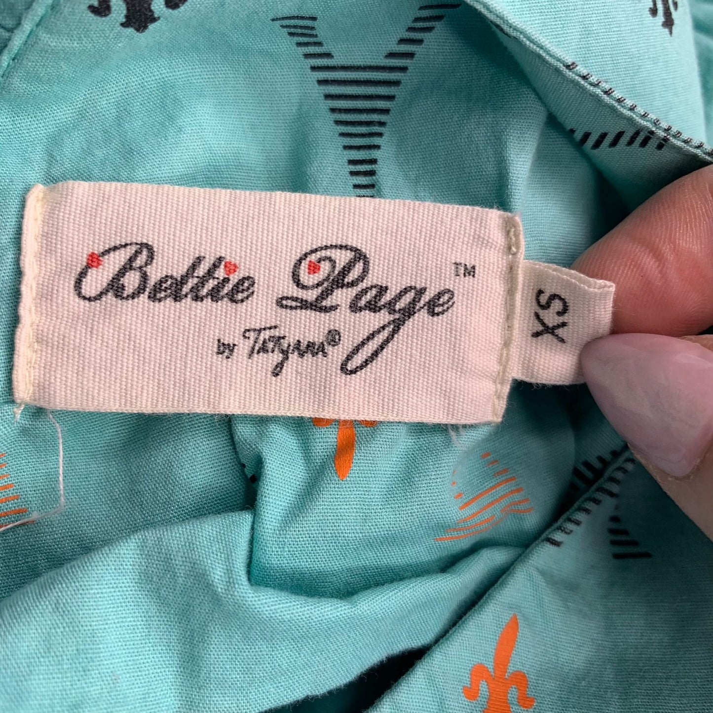 Bettie Page Retro Eiffel Tower Pinup Dress XS Blue Paris Sleeveless Rockabilly