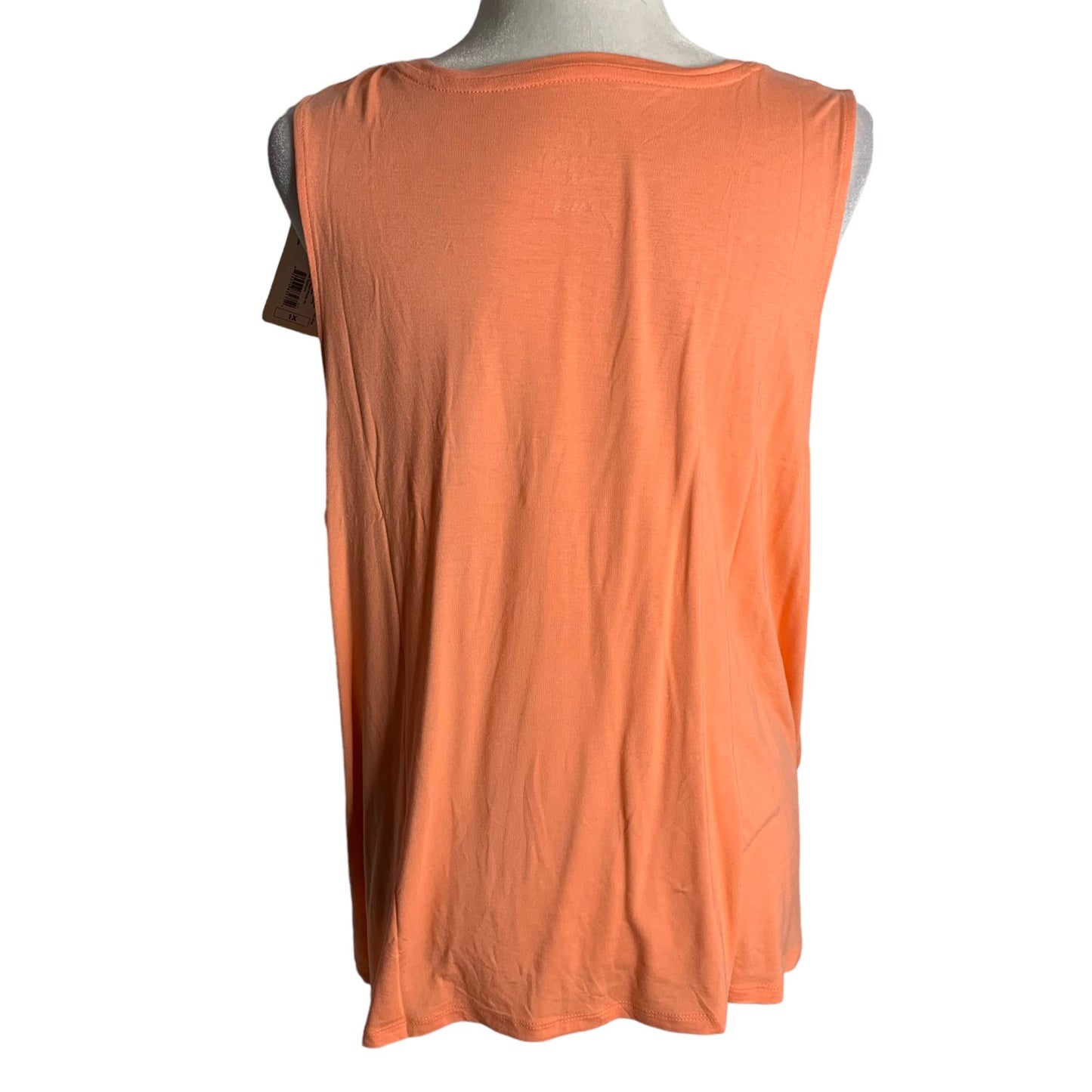 A New Day Stretch Knit Tank Top 1XL Peach Orange Sleeveless Round Neck Athletic