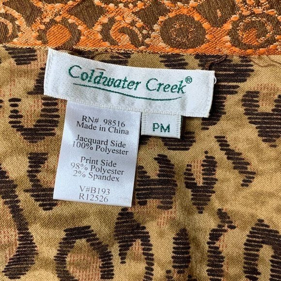 Vintage Coldwater Creek Jacquard Jacket M Petite Animal Print Open Front Cuffed
