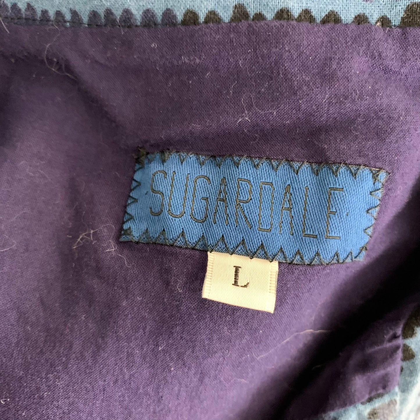 Sugardale Retro Pinup Shirt Dress L Blue Short Sleeves Buttons Pockets Lined