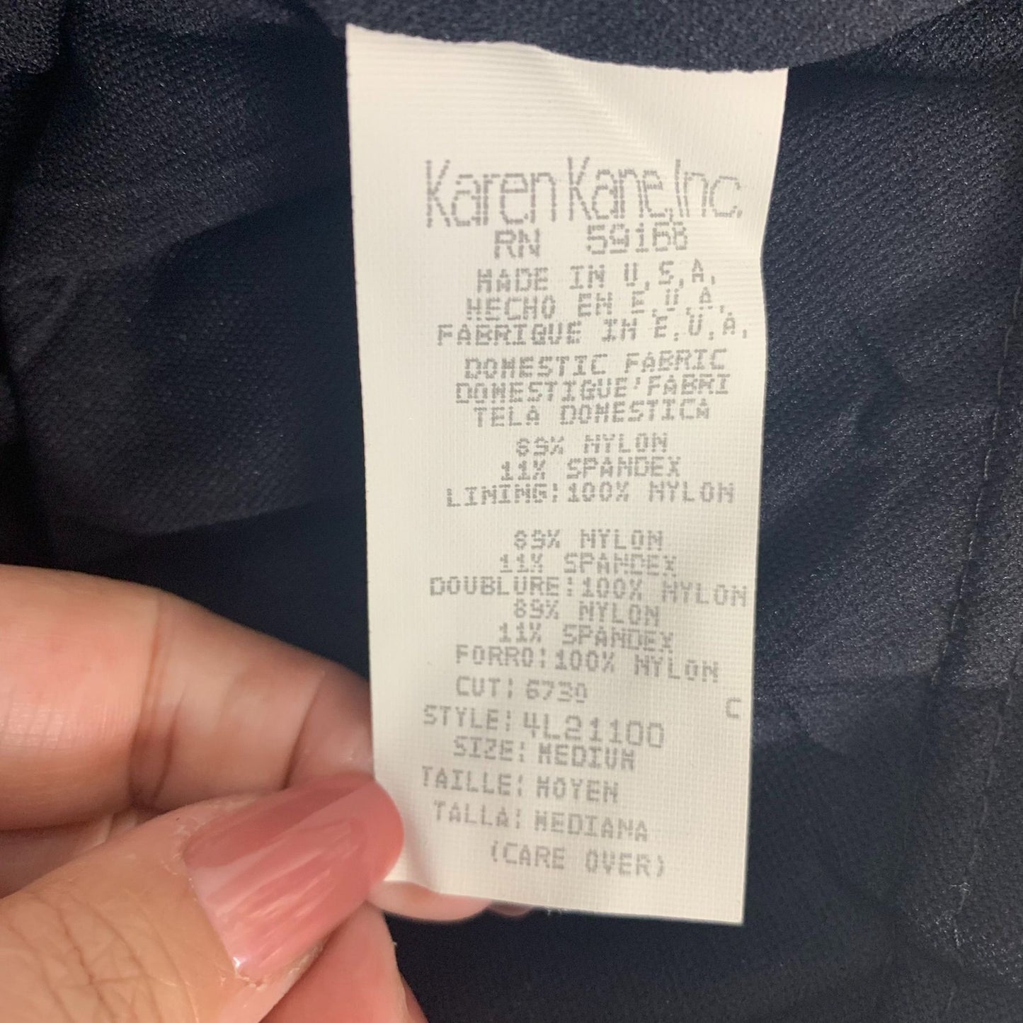 Vintage 90s Karen Kane Lace Floral Shirt M Black Lined Stretch Long Sleeves