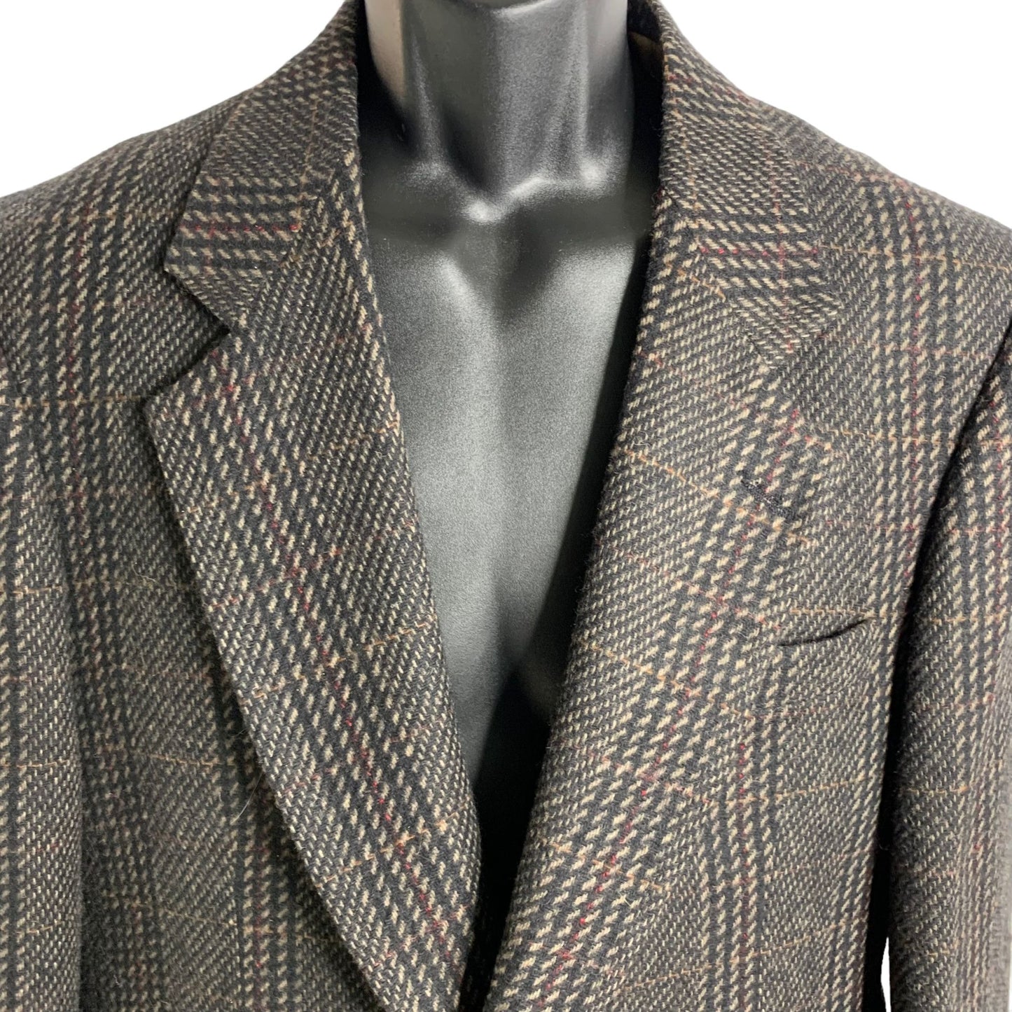 Vintage Lanier Wool Blend Sport Coat Blazer 42 Black Check 2 Button Pockets