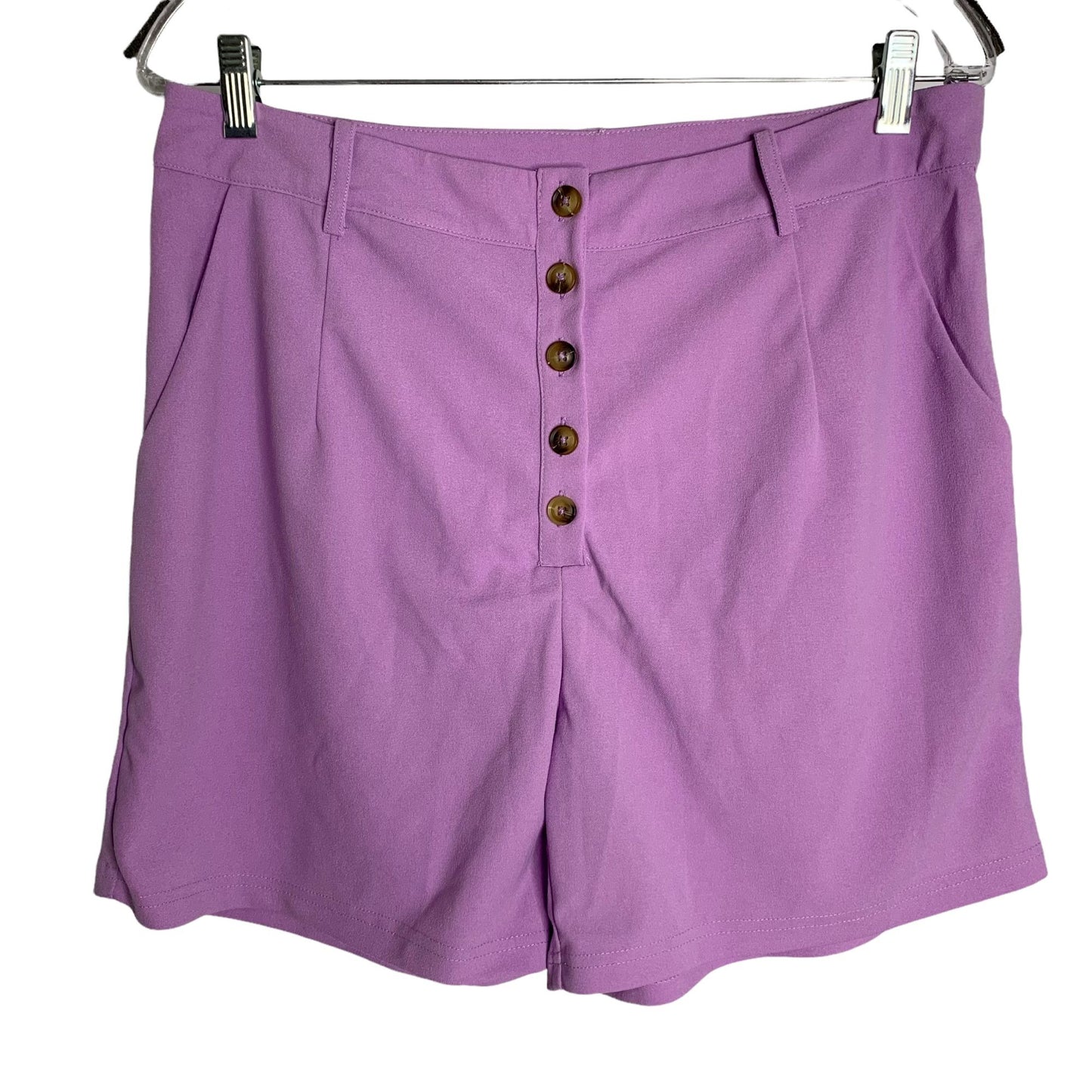 Shein High Waisted Button Up Shorts XL Purple Pockets Belt Loops