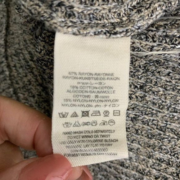 Free People Boatneck Drop Shoulder Sweater M Black Grey Knit Long Sleeve