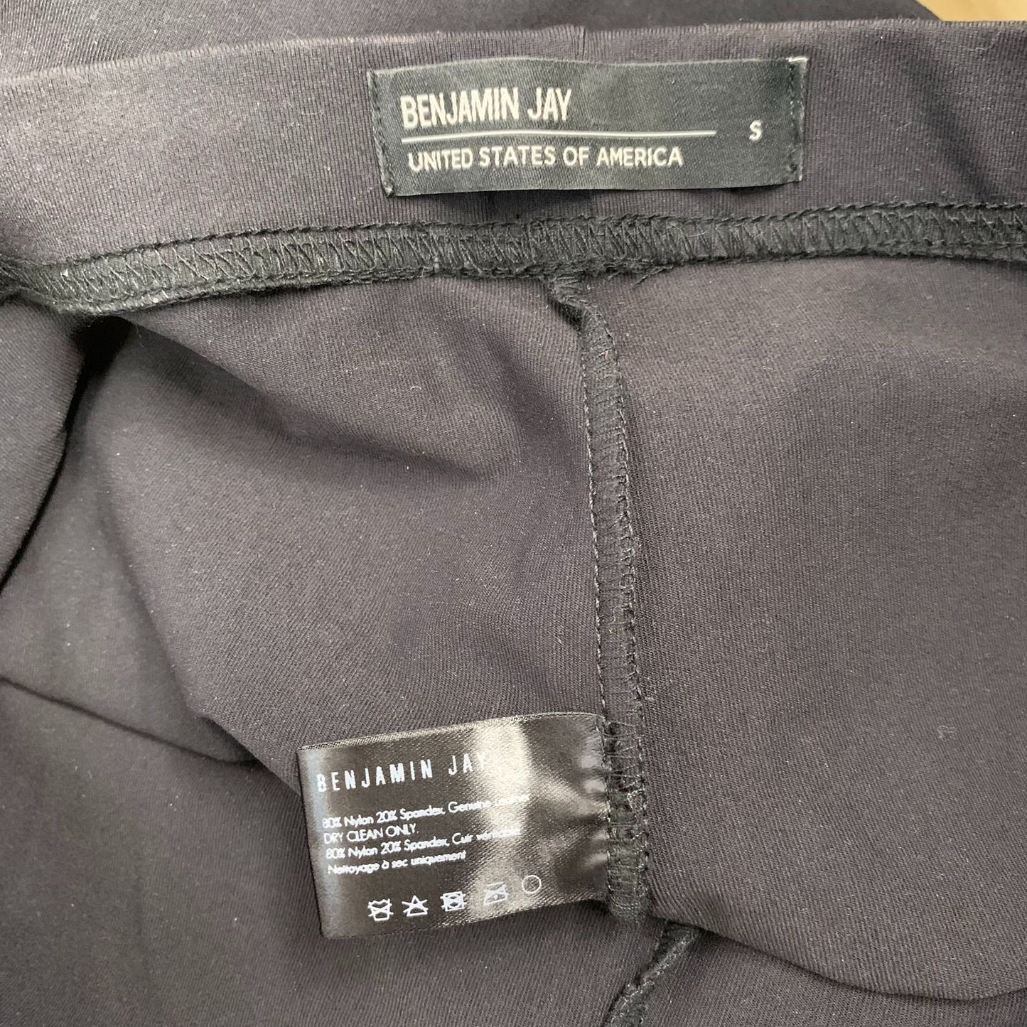 Benjamin Jay Leather Zip Ankle Leggings S Black Elastic Waist Pullon Mid Rise