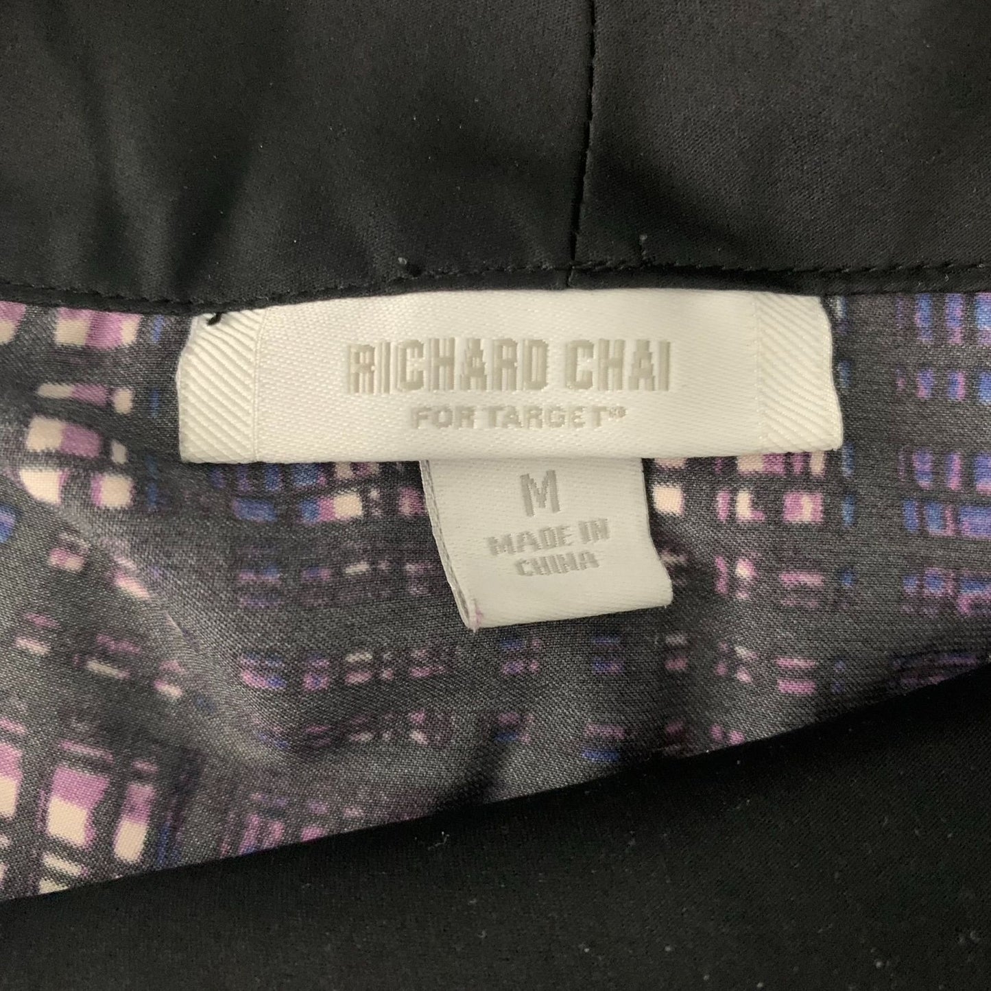 Richard Chai for Target Shift Dress M Black Plaid Cowl Neck Pockets Sleeveless