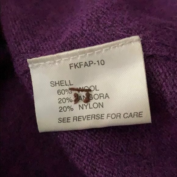 Retro Michel Klein Wool Angora Sweater S Purple Buttons Pullover Long Sleeves