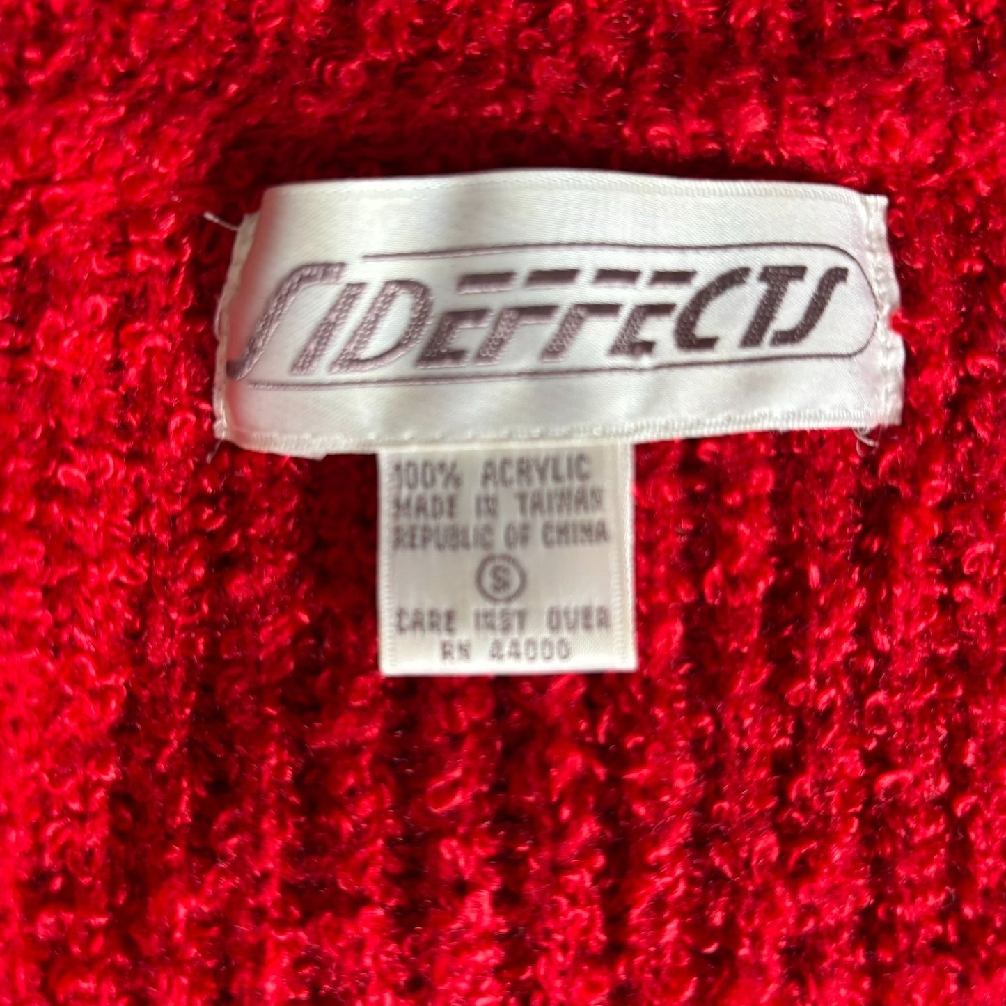 Vintage 90s Sideeffects Ribbed Open Front Cardigan Sweater S Red Acrylic