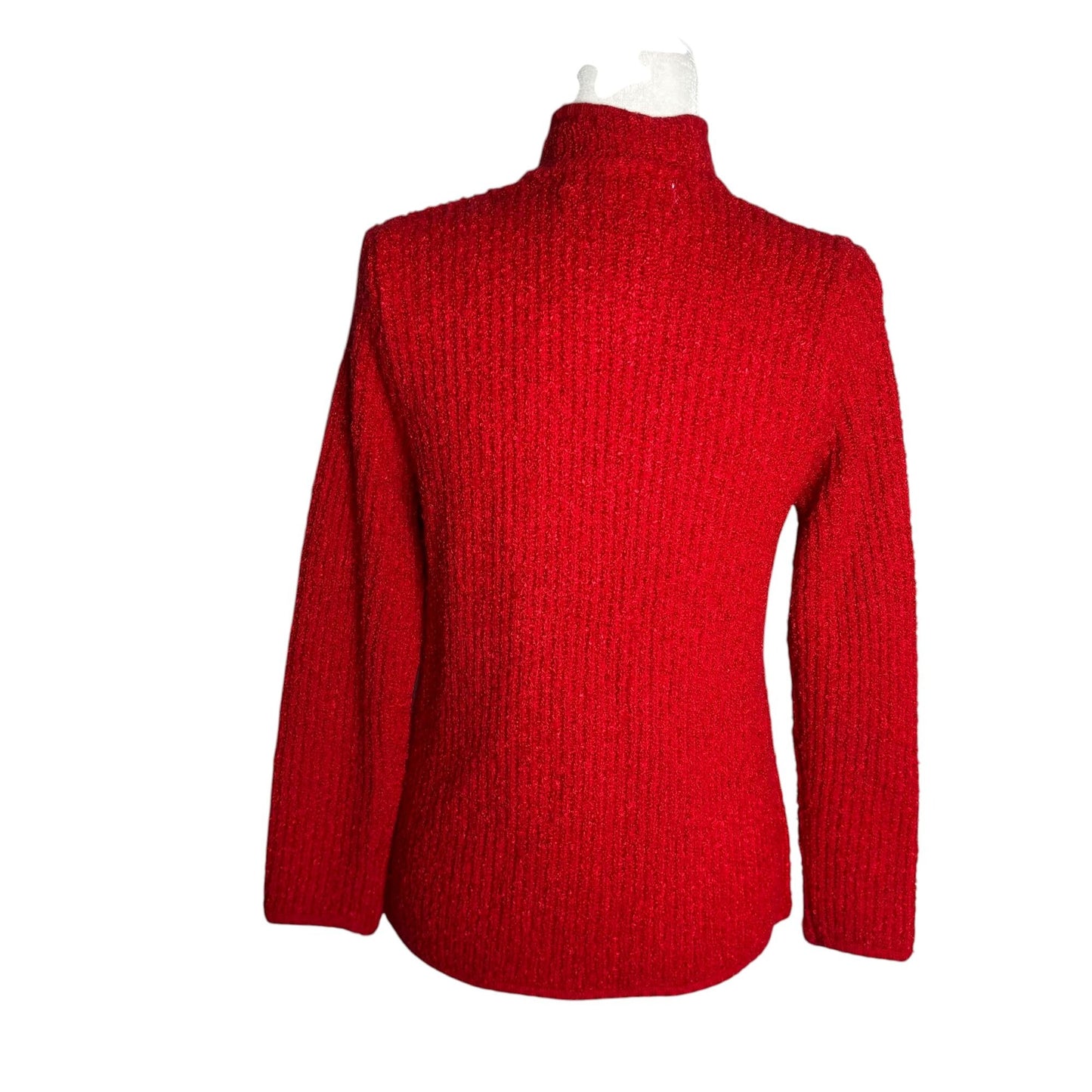 Vintage 90s Sideeffects Ribbed Open Front Cardigan Sweater S Red Acrylic