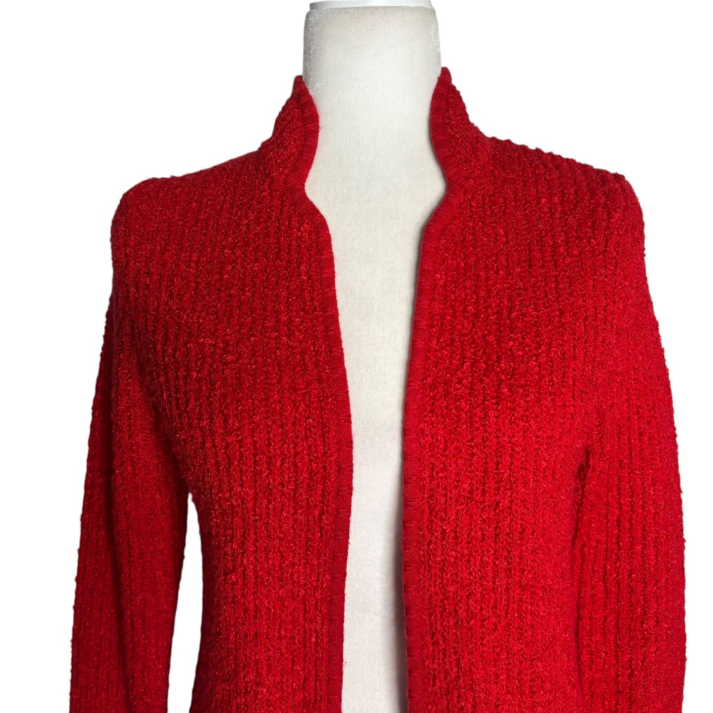 Vintage 90s Sideeffects Ribbed Open Front Cardigan Sweater S Red Acrylic