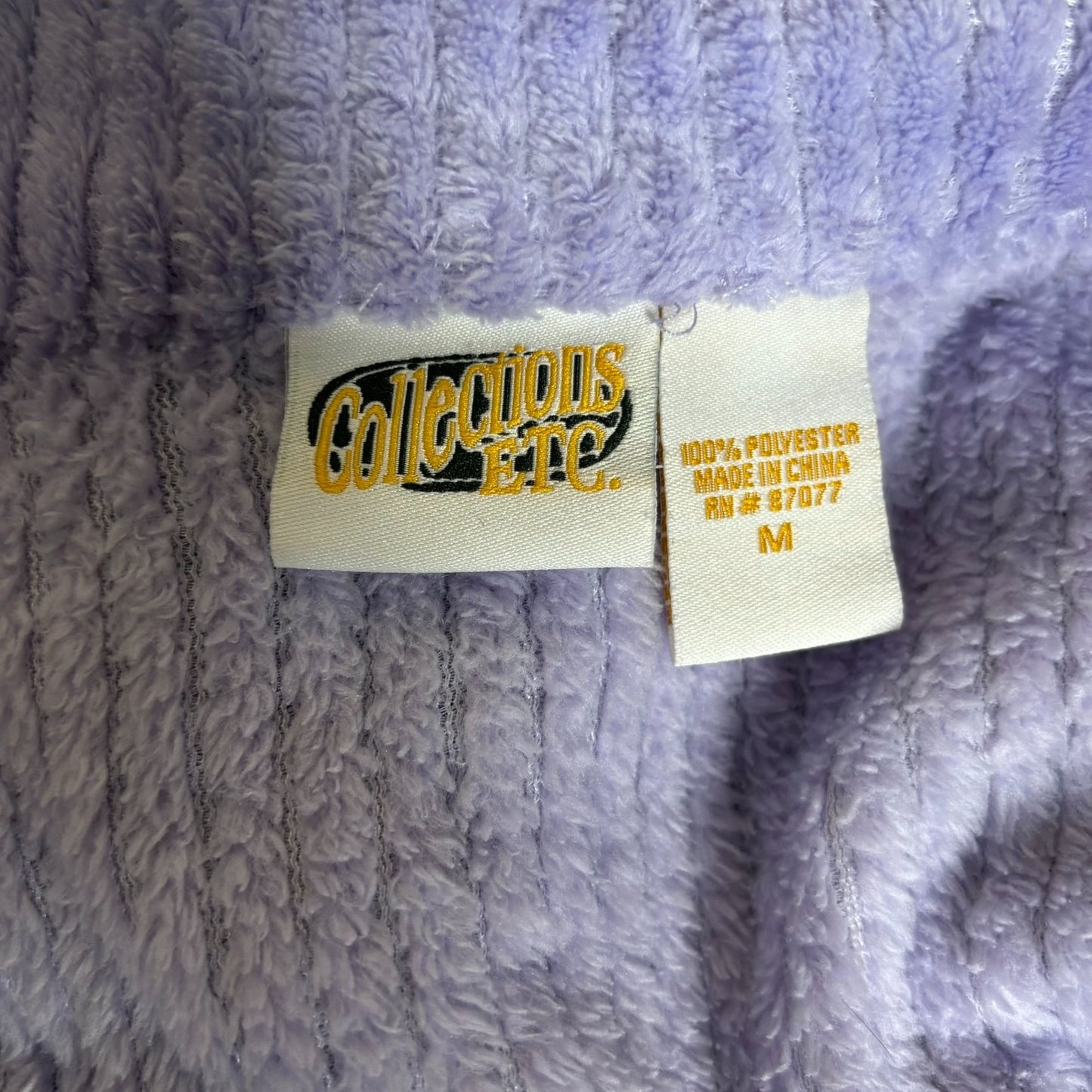 Vintage 90s Textured Fleece Button Up Jacket Medium Purple Pockets Sweater