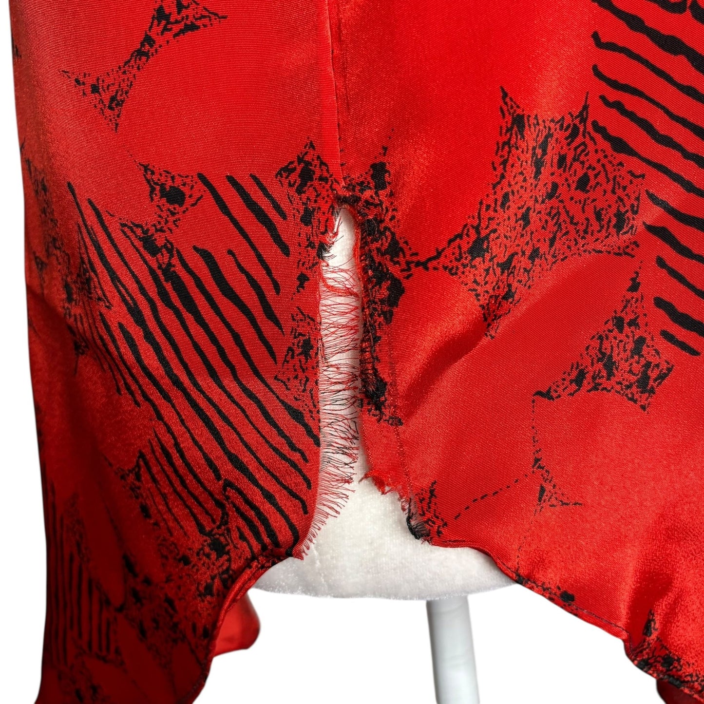 Vintage 80s Red Black Button Up Blouse Medium Short Sleeve Abstract Print