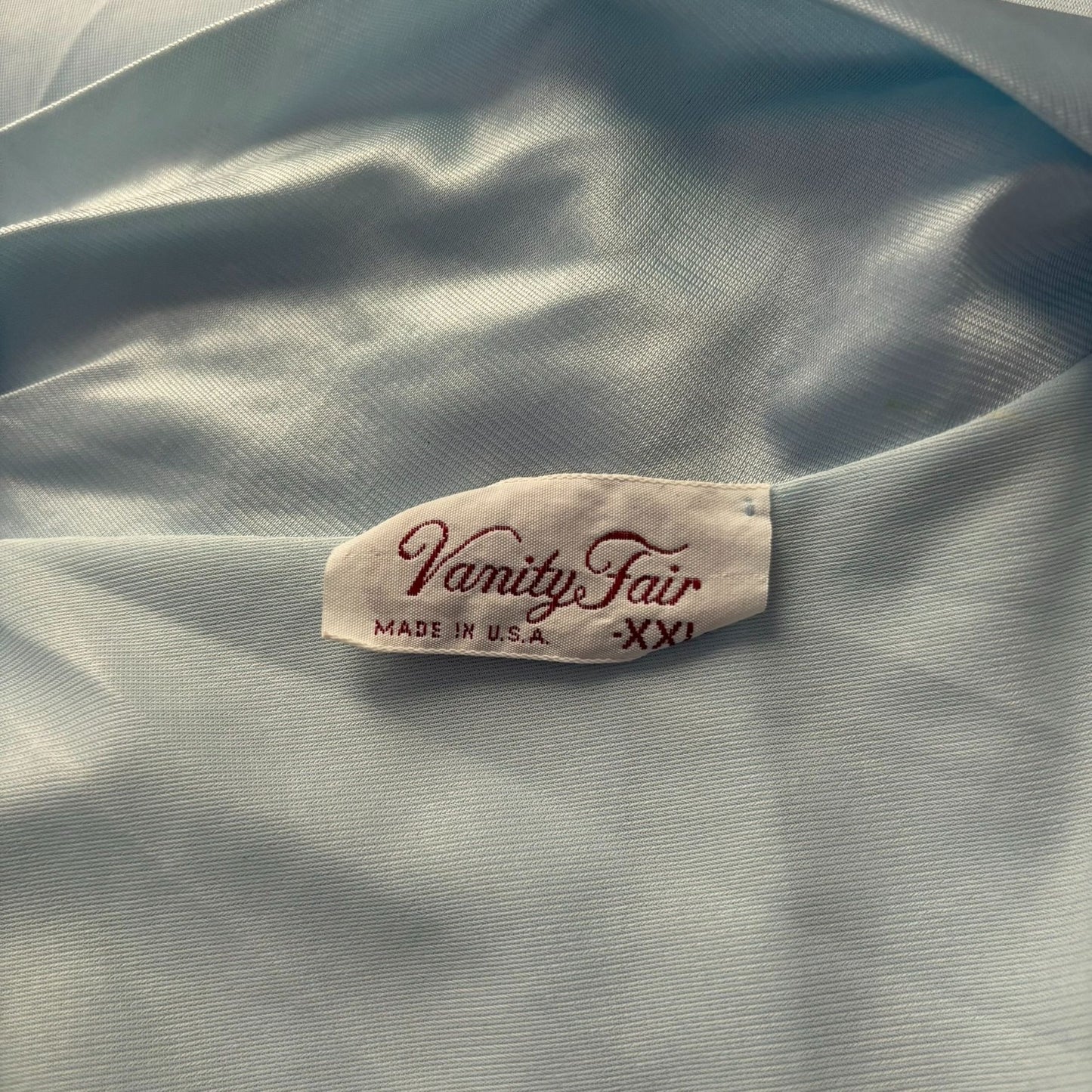 Vintage 80s Vanity Fair Blue Nylon Button Front Robe XXL Nightgown Embroidered