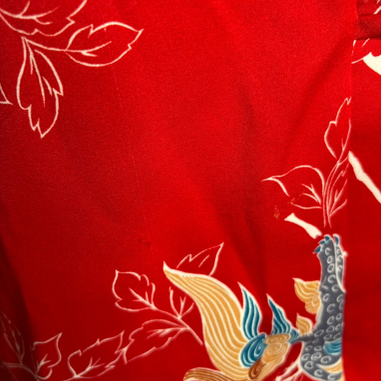 Vintage 70s Tori Richard Honolulu Red Dragon Mandarin Asian Tunic Top Medium