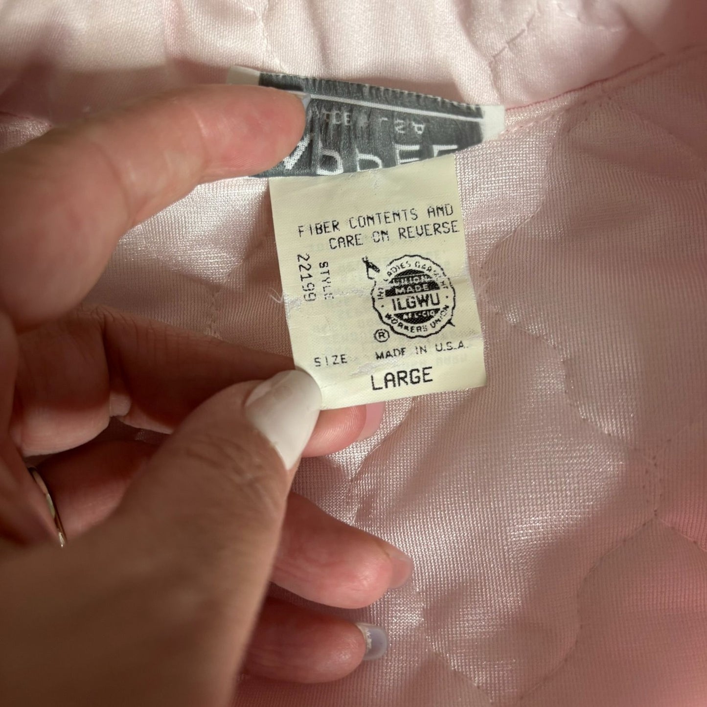 Vintage 80s Appel Quilted Bed Jacket Large Light Pink Lace Polyester Buttons