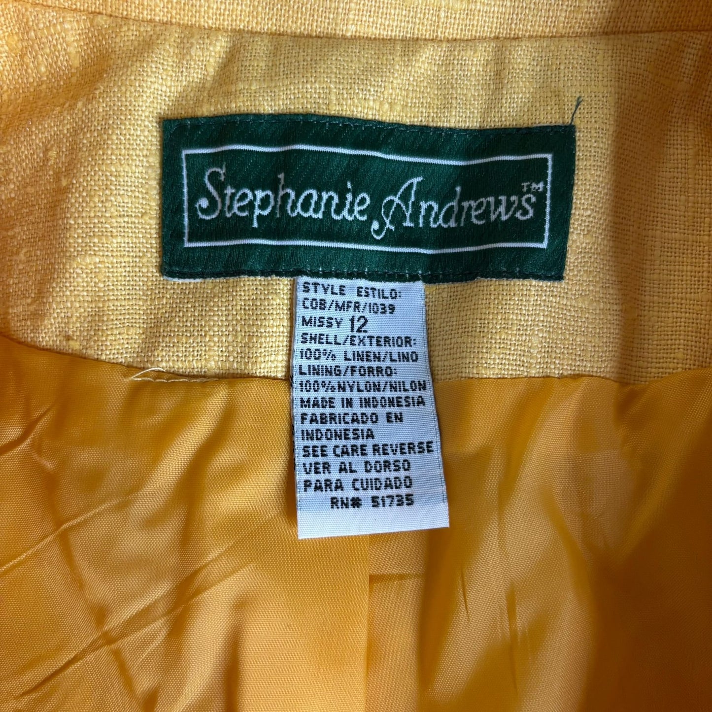 Vintage 90s Double Breasted Blazer Jacket Size 12 Yellow Linen Shoulder Pads