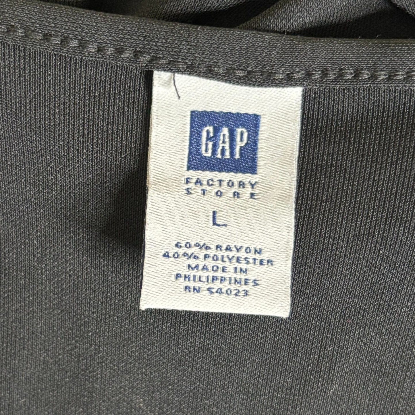 Gap Factory Full Wrap Dress Large Black Short Sleeve Tie Waist Rayon Stretch