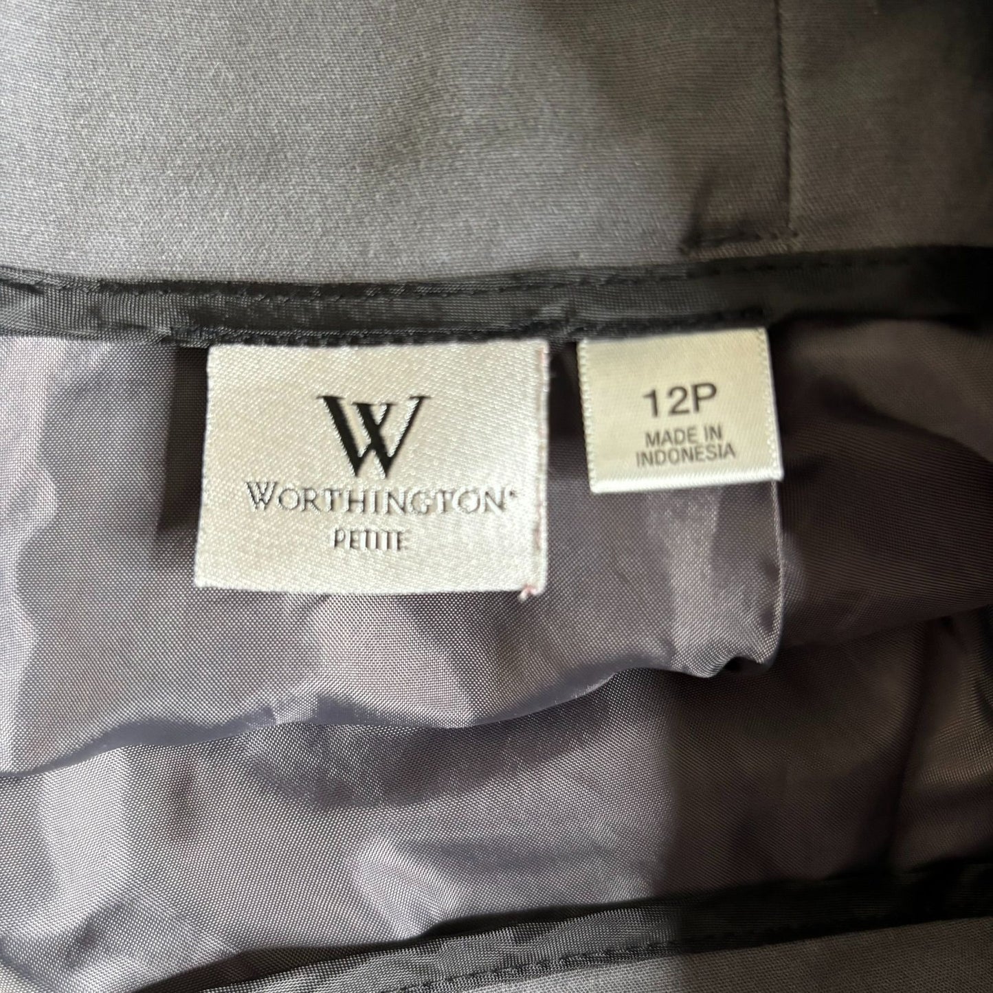 Worthington Gray Button Front High Waisted Pencil Skirt 12P Cotton Blend Petite