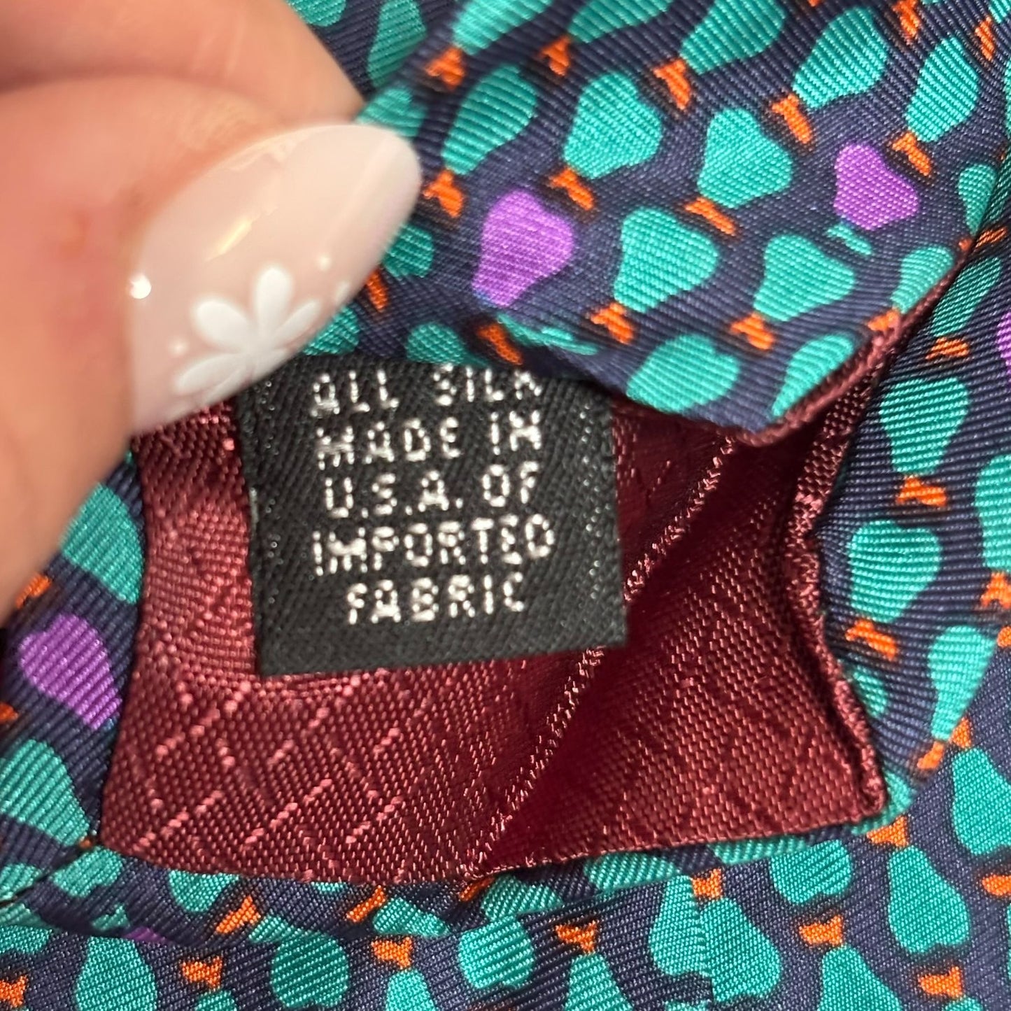 Christian Dior Monsieur Tie All Silk Teardrop Pattern Blue & Purple Made In USA Of Imported Fabric