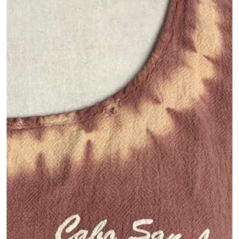 Vintage Cabo Mexico Sun Dress Cover Up M Mauve Tie Dye Sleeveless Round Neck