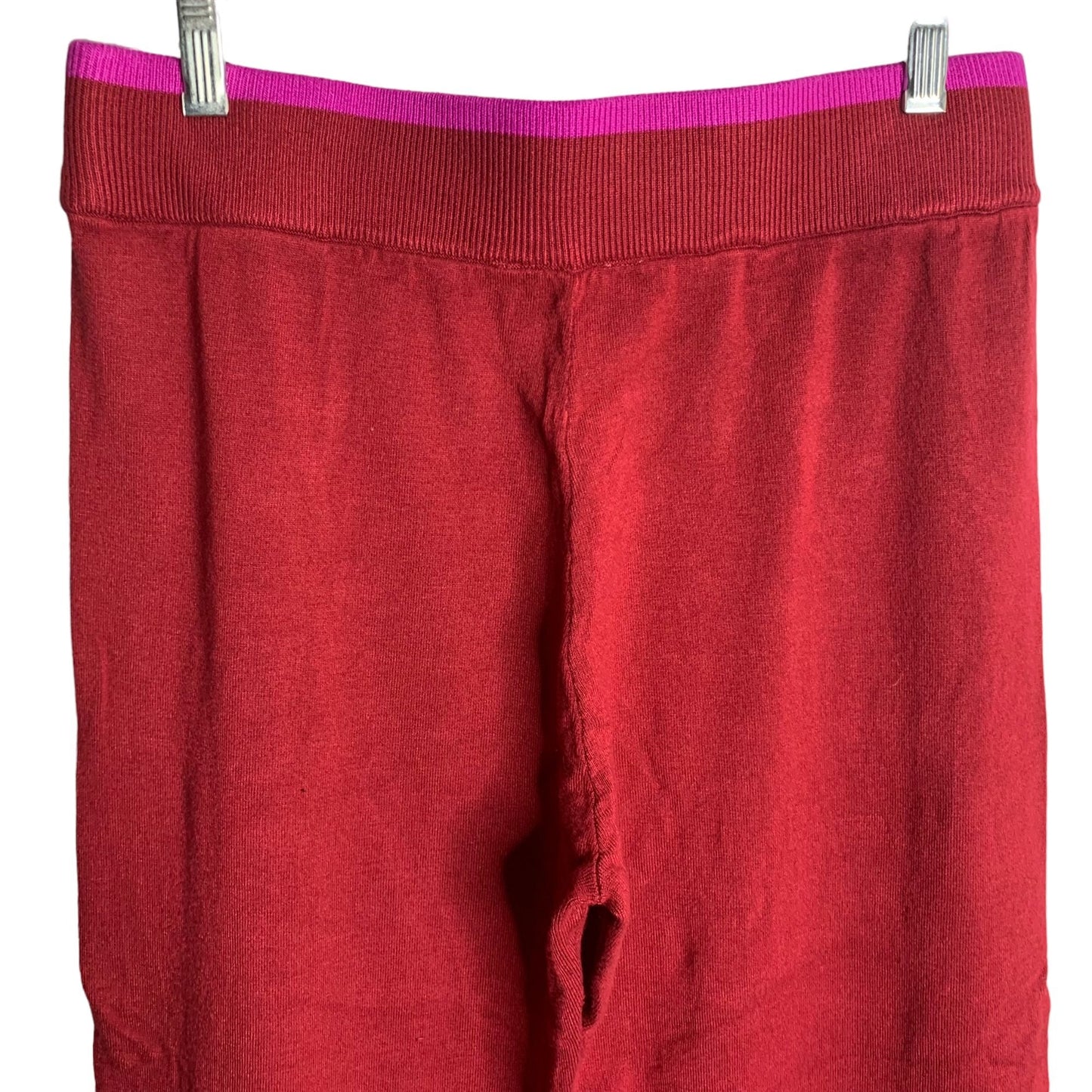 Sofia Luxe Knit Pajama Lounge Pants M Maroon Red Elastic Waist High Rise