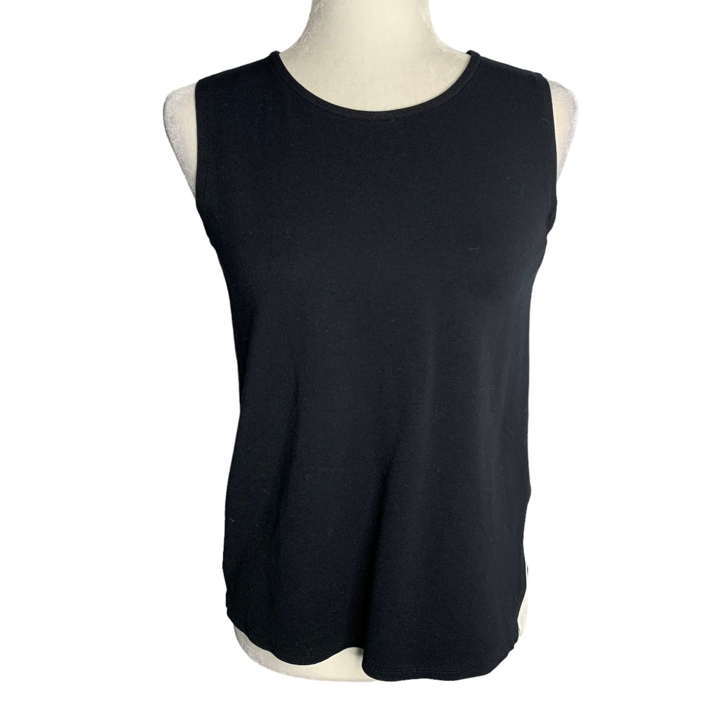 Open Side Athletic Tank Top S Black Sleeveless Round Neck Stretch Knit Wrap