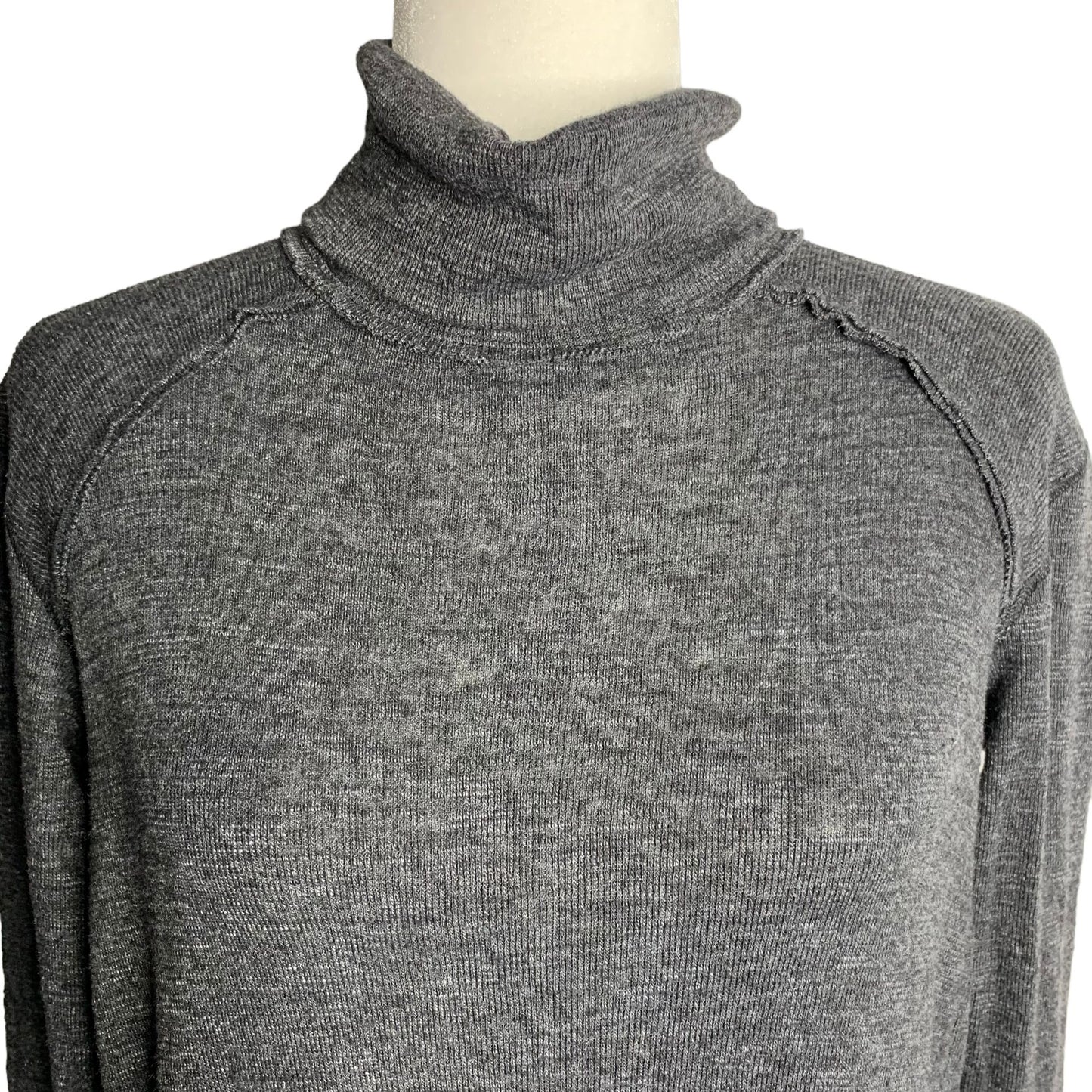 Urban Outfitters Turtleneck Pullover Sweater S Grey Knit Raw Seams Open Back