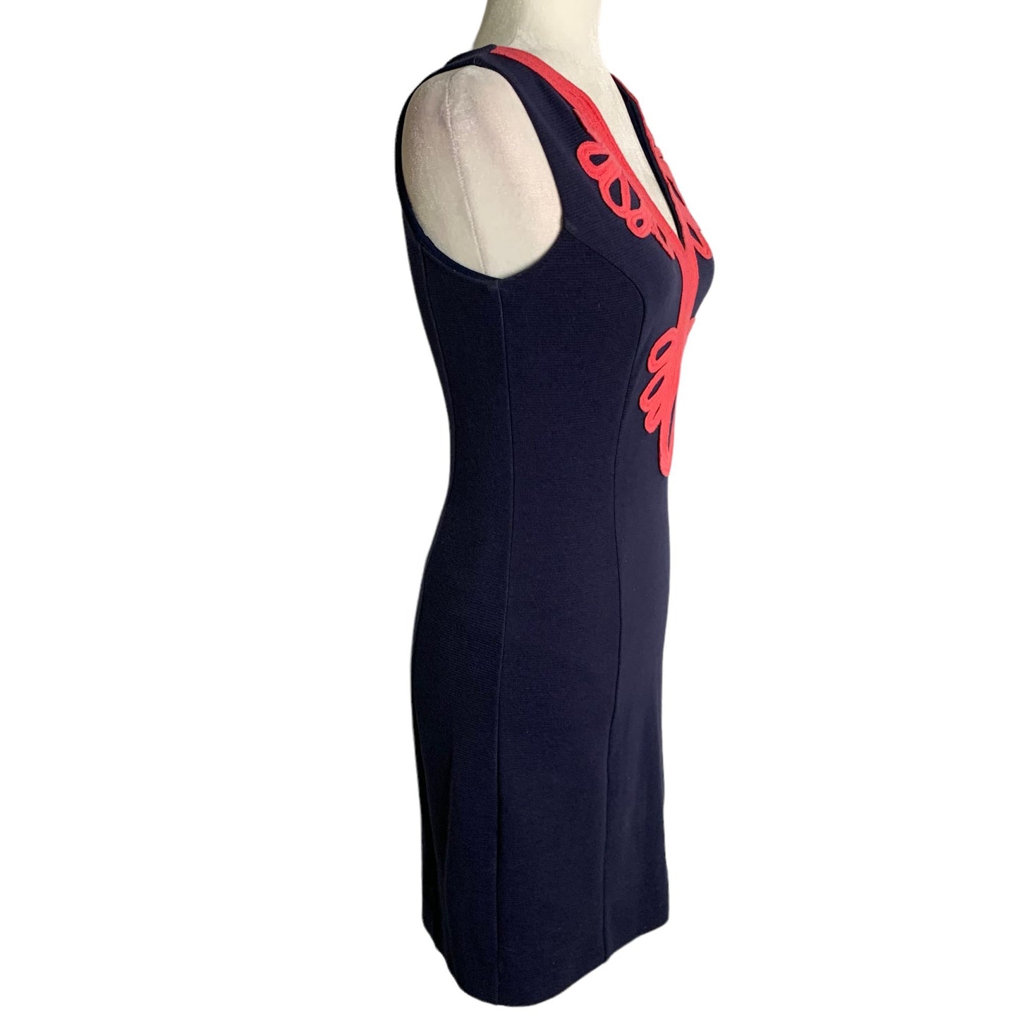Lilly Pulitzer Janice Shift Dress XS Navy Blue Coral Sleeveless Lined Zipper