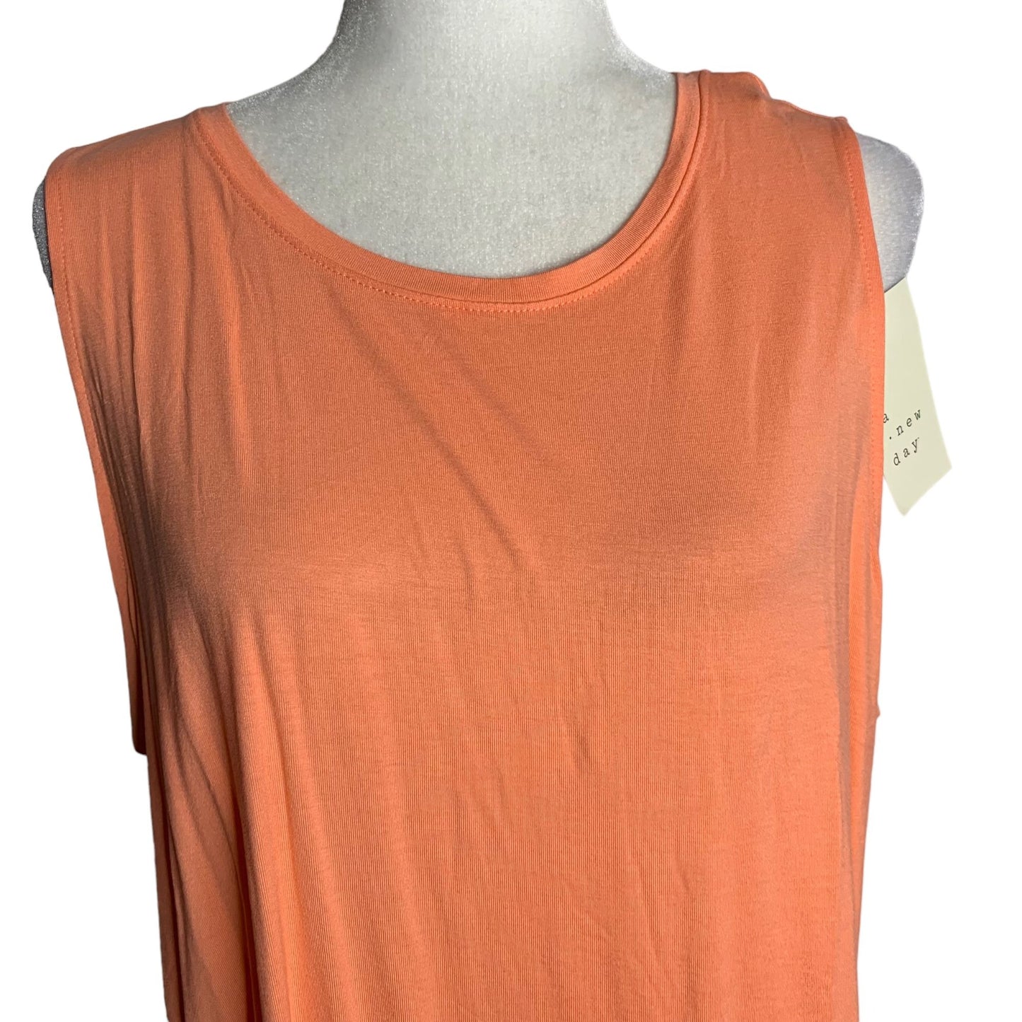 A New Day Stretch Knit Tank Top 1XL Peach Orange Sleeveless Round Neck Athletic