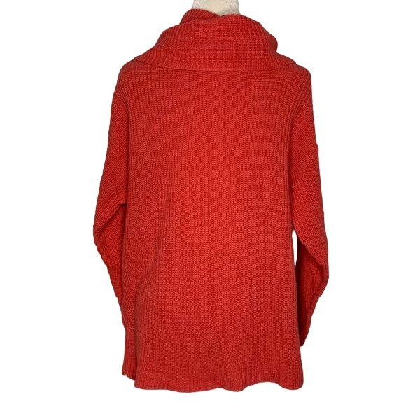 Vintage Newport News Cowl Neck Sweater S Coral Oversized Pullover Long Sleeve