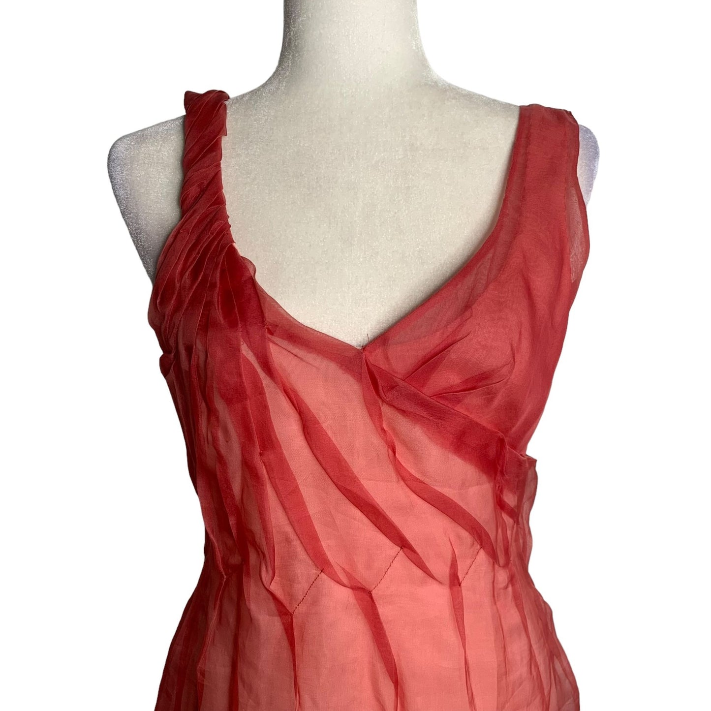 BCBGMAXAZRIA Runway Silk Mini Dress 6 Red Sleeveless Backless Lined Zipper
