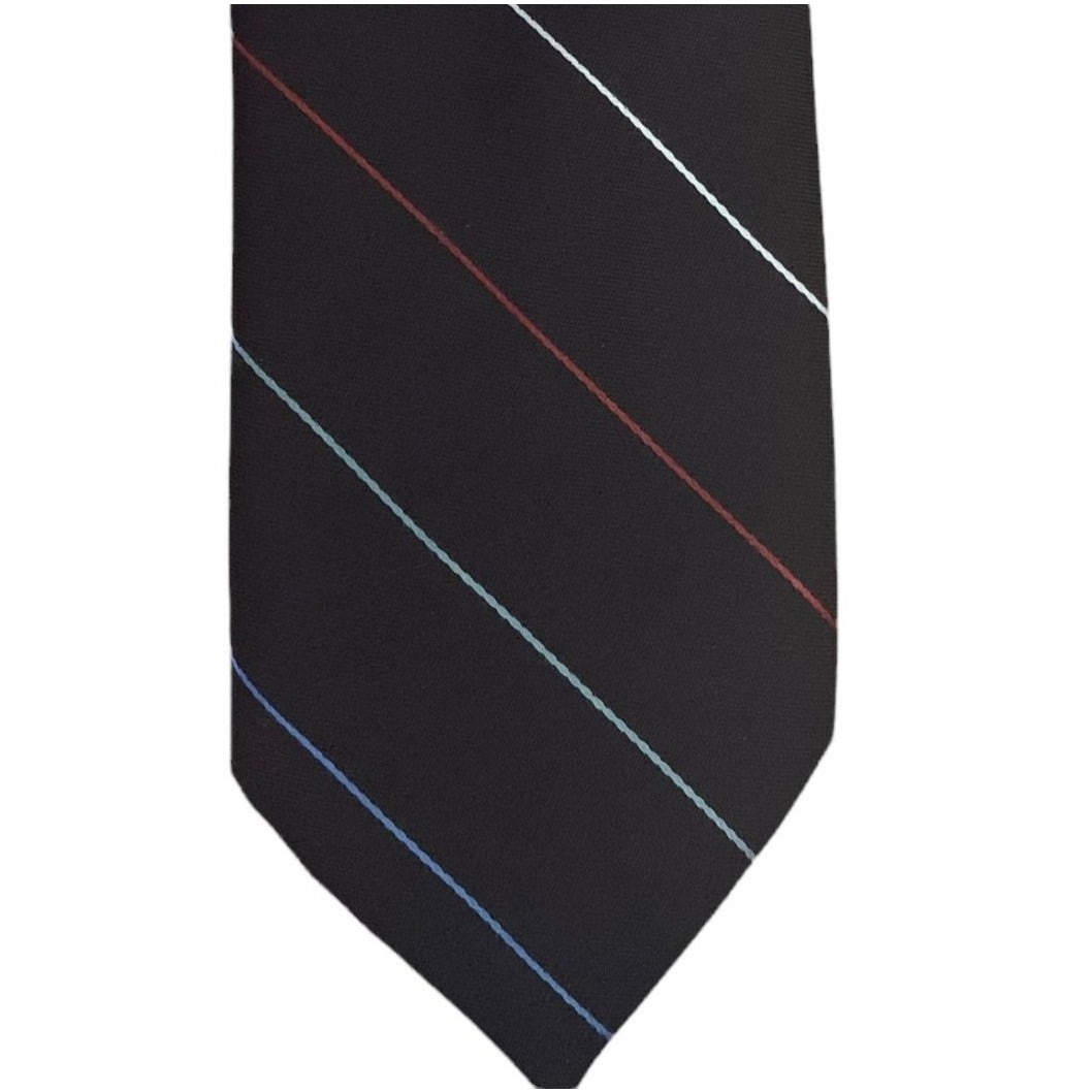 Vintage 80s John Henry Necktie Silk Brown 3 in Multicolored Stripe Pointed Tie