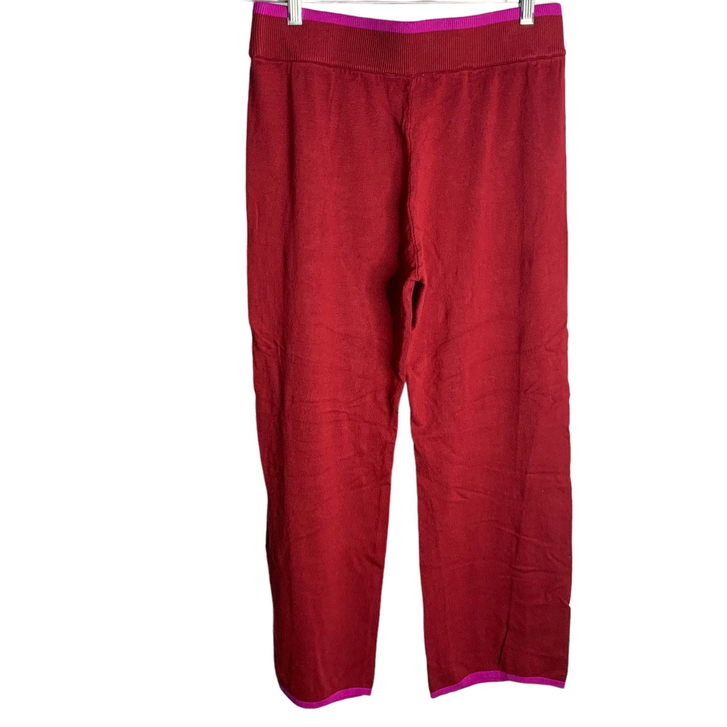 Sofia Luxe Knit Pajama Lounge Pants M Maroon Red Elastic Waist High Rise
