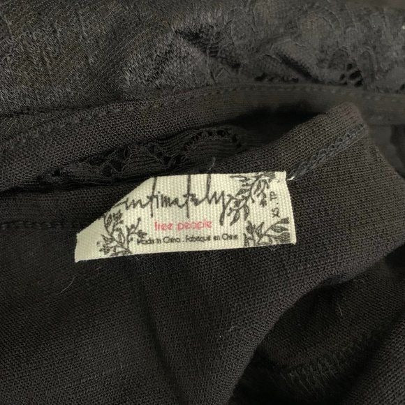 Free People Sleeveless Mini Dress XS Black Lace Tie Strap Stretch Lined