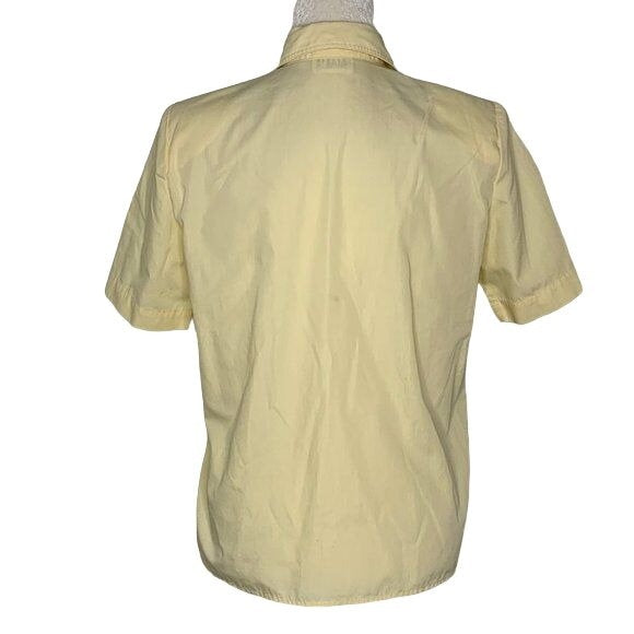 Vintage 90s Country Suburbans Button Up Shirt S Yellow Pockets Short Sleeves