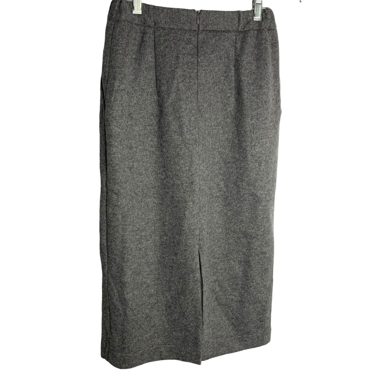 12 Storeez Wool Pencil Skirt XS Grey Drawstring Elastic Waist Pockets Lined