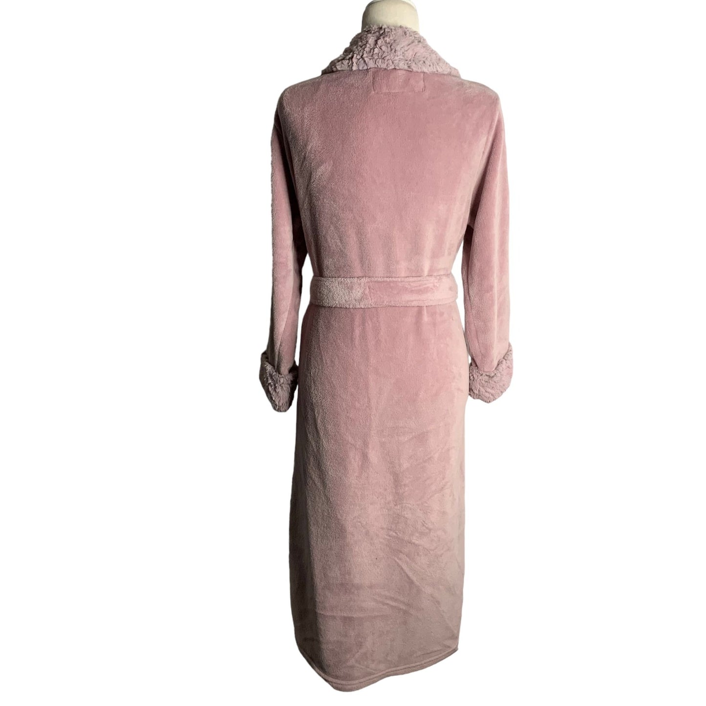 Carole Hochman Plush Fleece Robe M Purple Faux Fur Belted Pockets Full Length