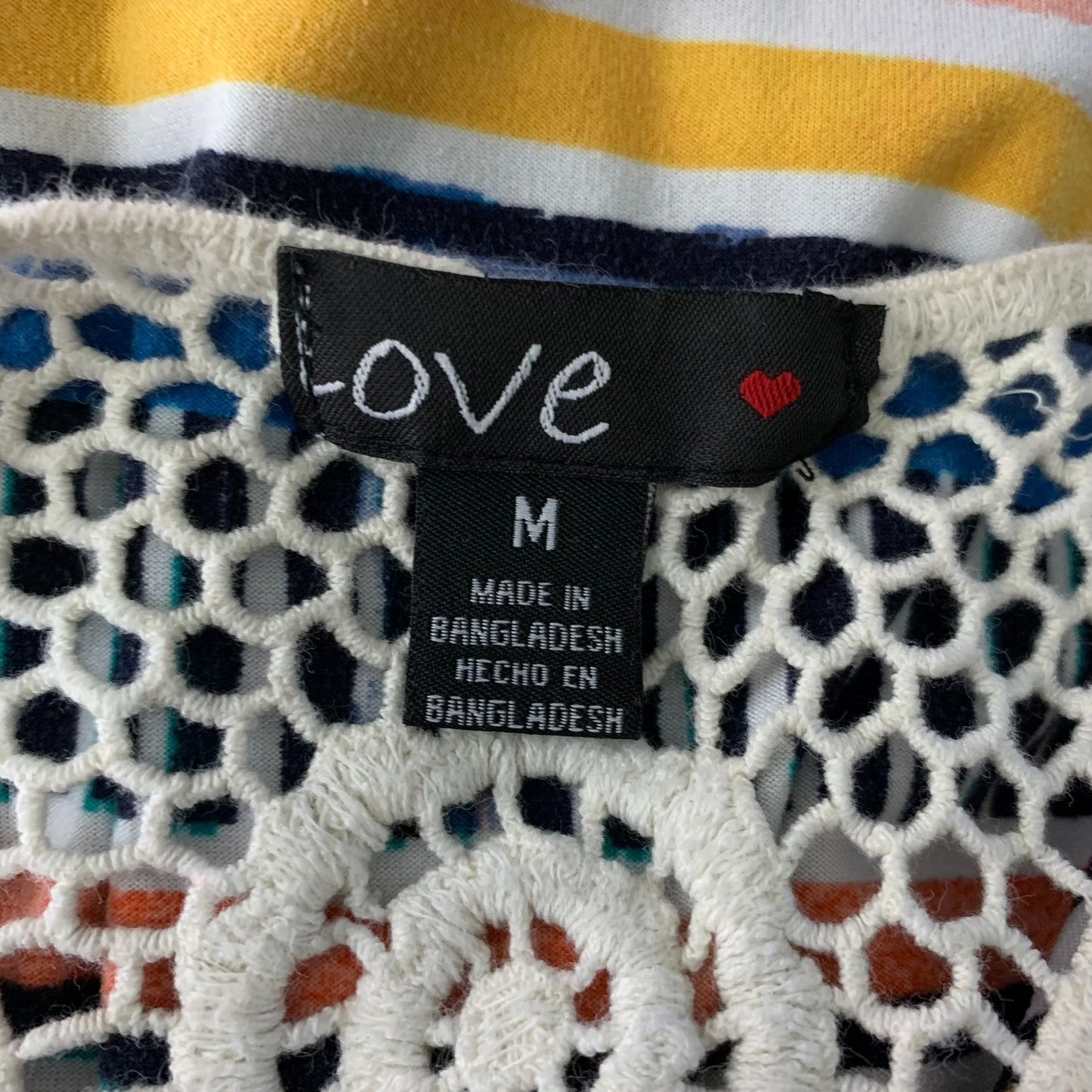 Love Crochet Knit Racer Back Maxi Dress M Multicolored Geometric Stretch Summer