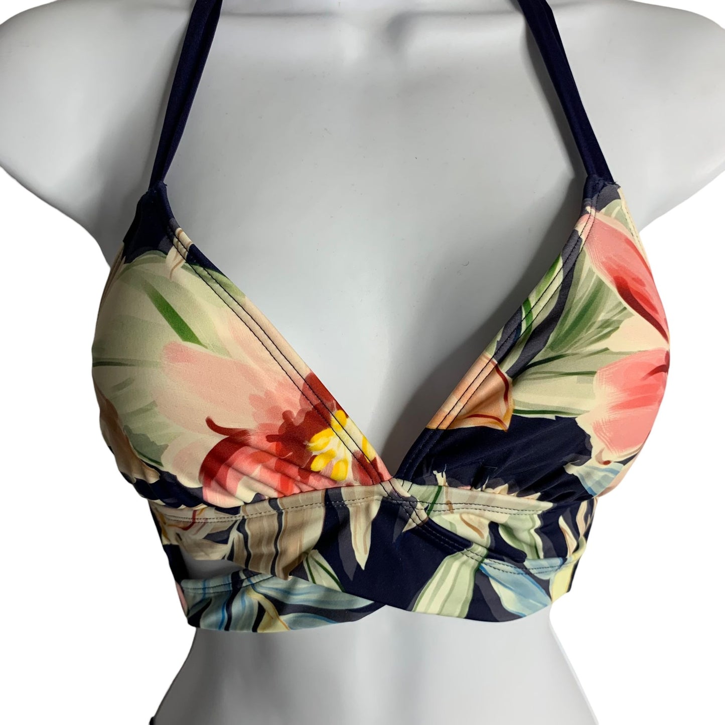 Kona Sol 2pc Bikini Swimsuit S Floral Halter Lightly Padded Med Coverage Hipster