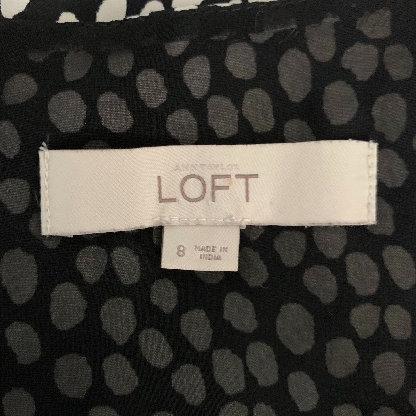 Ann Taylor Loft Sleeveless Sheath Dress 8 Black White Polka Dot Lined Zipper