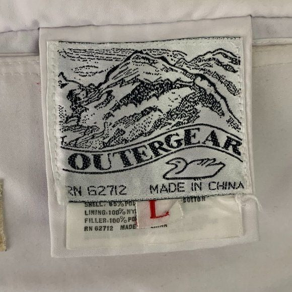 Vintage 80s Outergear Reversible Puffer Jacket L Blue White Hood Zip Pockets